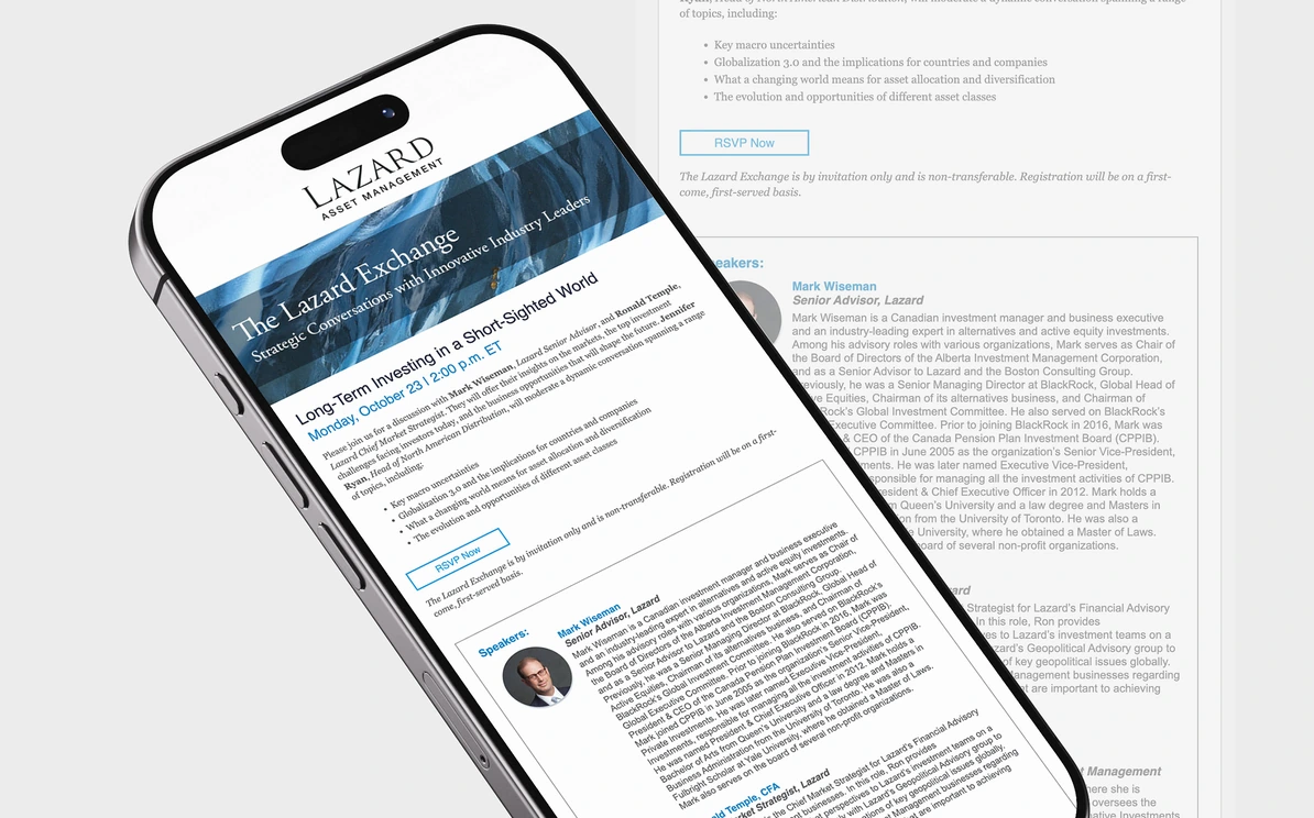 The Lazard Exchange invitation email template
